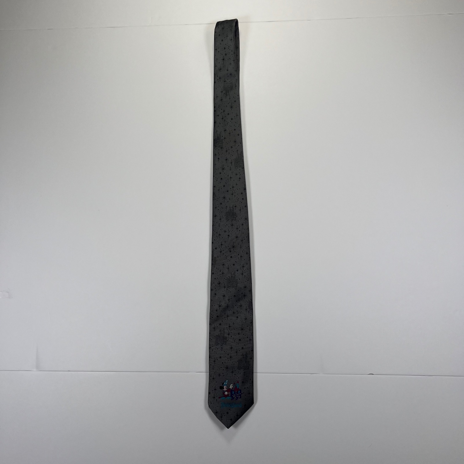 Vintage Balancine Disney Disneyland 35th Anniversary Mickey Mouse Silk Tie Grey